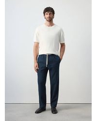 Mango - Relaxed Fit Cotton-Linen Blend Trousers - Lyst