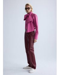 Mango - Straight-Fit Leather Trousers - Lyst
