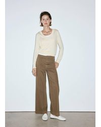 Mango - High-Waisted Wide Leg Jeans With Stitching - Lyst