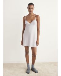 Mango - Fluid Cotton Nightdress With Lace Detailing - Lyst