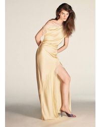 Mango - Asymmetric Satin Dress With Lace Details - Lyst