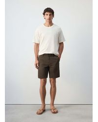 Mango - Cotton-Linen Blend Denim Bermuda Shorts, Regular Fit - Lyst