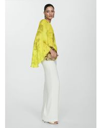 Mango - Printed Blouse With Flared Sleeves - Lyst