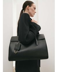 Mango - Leather Shopper Bag With Charms - Lyst