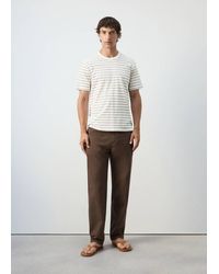 Mango - Regular Fit Cotton-Linen Blend T-Shirt - Lyst