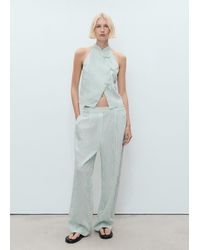 Mango - Striped Top With A Strap Neckline And Laces - Lyst