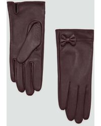 Mango - Bow Leather Gloves - Lyst