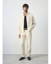 Mango - Slim Fit Lyocell Linen Jacket With Pockets - Lyst