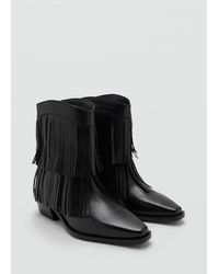 MANGO TEEN - Leather Ankle Boot With Fringe Heel - Lyst