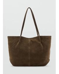 Mango - Suede Leather Shopper Bag - Lyst