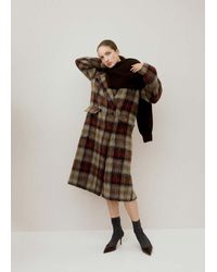 Mango - Wool-Blend Check Coat - Lyst