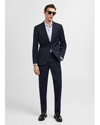 Mango - Stretch Fabric Slim-fit Suit Trousers Dark - Lyst
