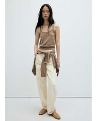 Mango - Contrast Trim Knitted Top - Lyst