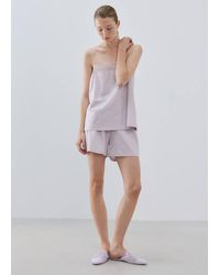 Mango - Cotton Top With Lace Straps - Lyst