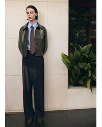 Mango - Croc-Effect Faux Leather Jacket - Lyst