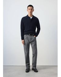 Mango - 100% Wool Cable-Knit Polo Jumper - Lyst