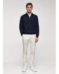Mango - Cotton Sweater With Neck Zip - Lyst