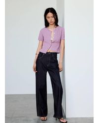 Mango - Short-Sleeve Cable-Knit Cardigan - Lyst