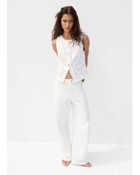 Mango - Embroidered Cut-Out Balloon Jeans - Lyst