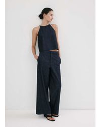 Mango - Top Denim Collo Halter Blu - Lyst