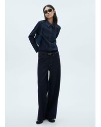 Mango - Rinse-Wash Wide Leg Jeans With Belt - Lyst