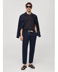 Mango - Slim-fit Trousers With Drawstring Dark - Lyst