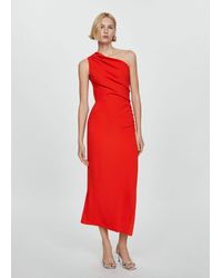 Mango - Asymmetrical Dress With Side Slit - Lyst