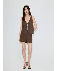 Mango - Cotton Shorts With Scalloped Details - Lyst