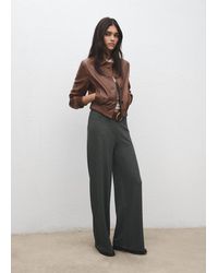 Mango - Straight-Fit Trousers With Elastic Waist - Lyst