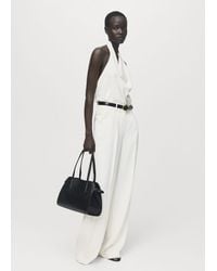 Mango - Satin Blouse With Draped Neck - Lyst