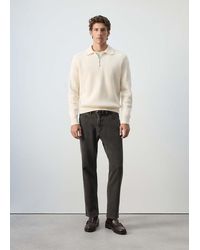 Mango - Ribbed Wool-Cotton Blend Polo Shirt - Lyst