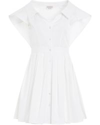 Alexander McQueen - Compact Popeline Dress, Short Sleeves, , 100% Cotton - Lyst