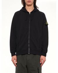 Stone Island - 6100067 Brushed Cotton Zip-Up Hoodie - Lyst