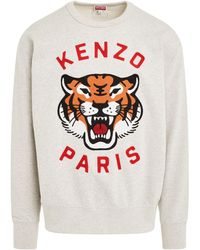 KENZO - Lucky Tiger Oversized Sweatshirt, Round Neck, Short Sleeves, Pale, 100% Cotton, Size: Medium - Lyst