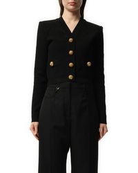 Balmain - Buttoned V Neck Vichy Knit Cardigan, Long Sleeves, 100% Polyester - Lyst