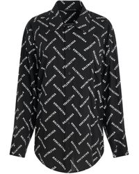 Balenciaga - All-Over Logo Long Sleeve Shirt, /, 100% Viscose - Lyst