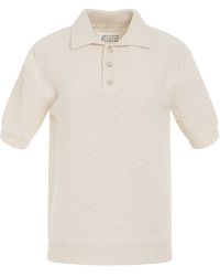 Maison Margiela - Nostalgic Boucle Knit Polo Shirt, Short Sleeves, Off, 100% Cotton - Lyst