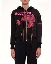 McQueen - Rose Print Hoodies - Lyst
