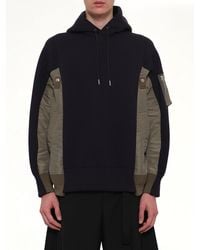 Sacai - Sponge Sweat X Nylon Twill Hoodie - Lyst
