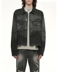 we11done - Dark-Spray Detail Denim Jacket - Lyst