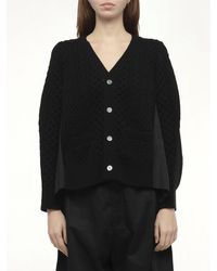 Sacai - X Wool Knit X Cotton Poplin Cardigan, 100% Wool - Lyst