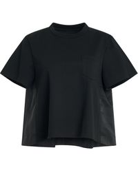 Sacai - X Cotton Jersey X Nylon Twill T-Shirt, Short Sleeves, , 100% Cotton - Lyst