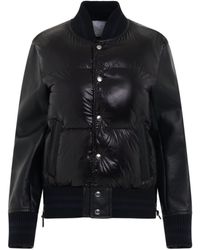Sacai - Panelled Quilted Bomber Jacket, , 100% Polyester - Lyst