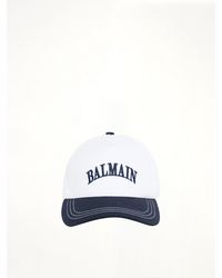 Balmain - Emb Bicolor Cotton Cap - Lyst