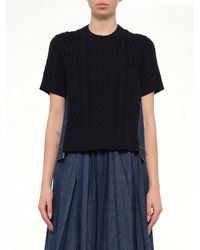 Sacai - Denim X Cotton Knit Sweater - Lyst