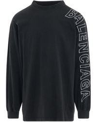 Balenciaga - Outline Logo Oversized Long Sleeve T-Shirt, Washed, 100% Cotton - Lyst