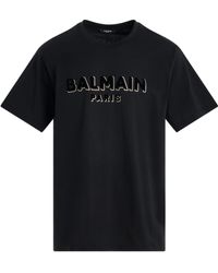 Balmain - Bulky Fit Flock & Foil T-Shirt, Short Sleeves, /, 100% Cotton, Size: Large - Lyst