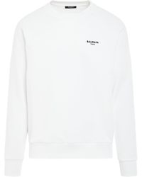 Balmain - Classic Flock Logo Sweatshirt, /, 100% Organic Cotton, Size: Medium - Lyst