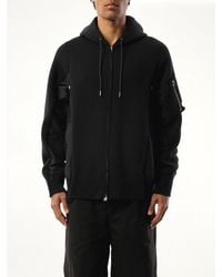 Sacai - Sponge Sweat Nylon Twill Zip Hoodie - Lyst