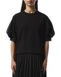 Tシャツ・カットソー Sacai Spun organza and cotton jersey t-shirt Spun Organza x Cotton Jersey T-Shirt | sacai Official Store